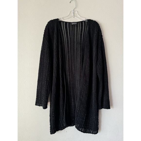 Vintage Marina Spadafora Italy Textured Black Open Cardigan Mesh Stripes READ - Picture 3 of 13